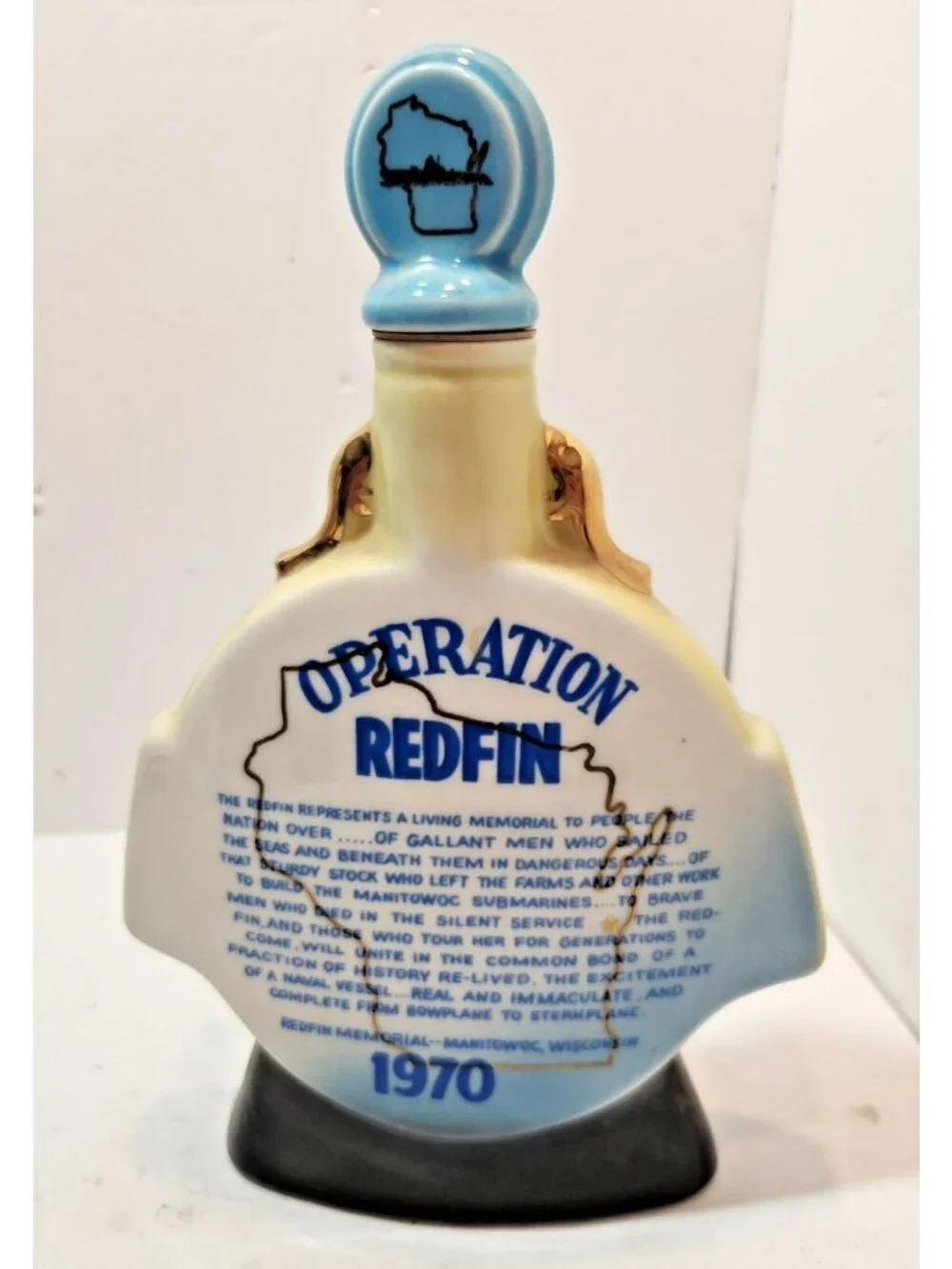 Jim Beam Manitowoc Submarine Operation Redfin Whiskey Decanter 1970 Empty